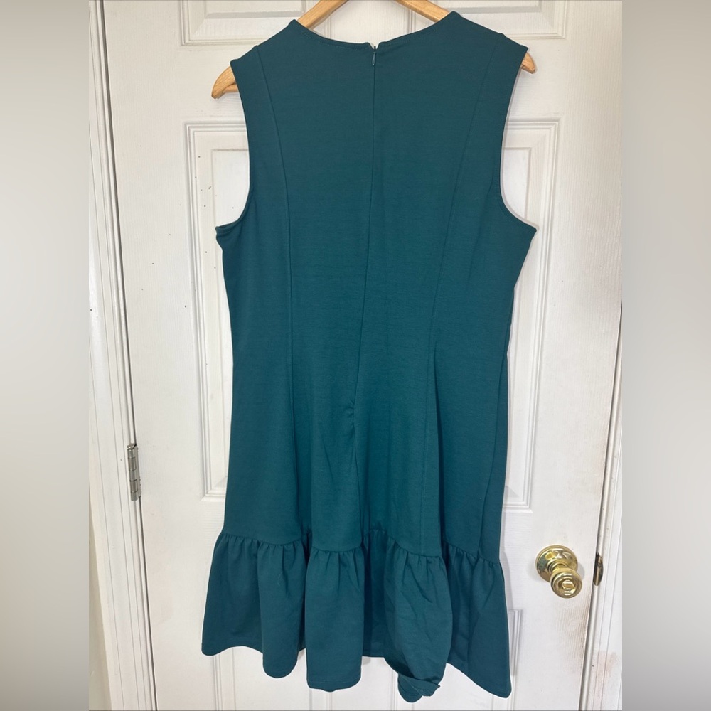 NWT GAP Women’s Green Holiday Dress Size 14 Tall Ruffle Hem Dress - Picture 6 of 8